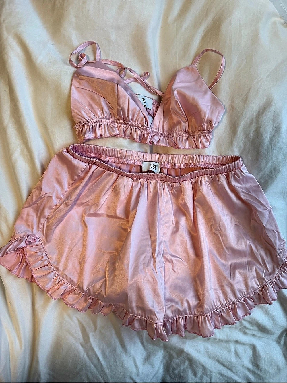 NEW CSB Pink Ruffled Pajama Set Size Medium